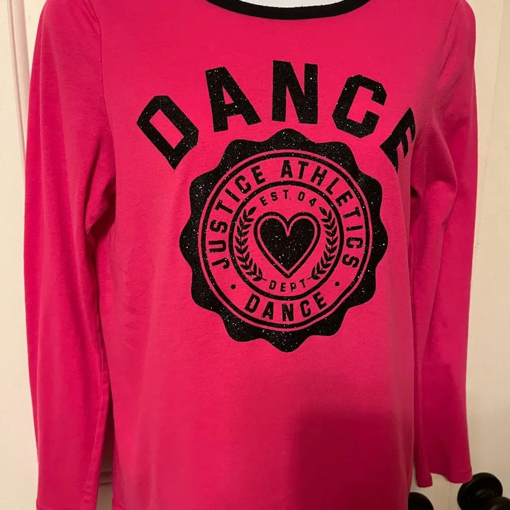 Justice Dance pink and black long sleeve top